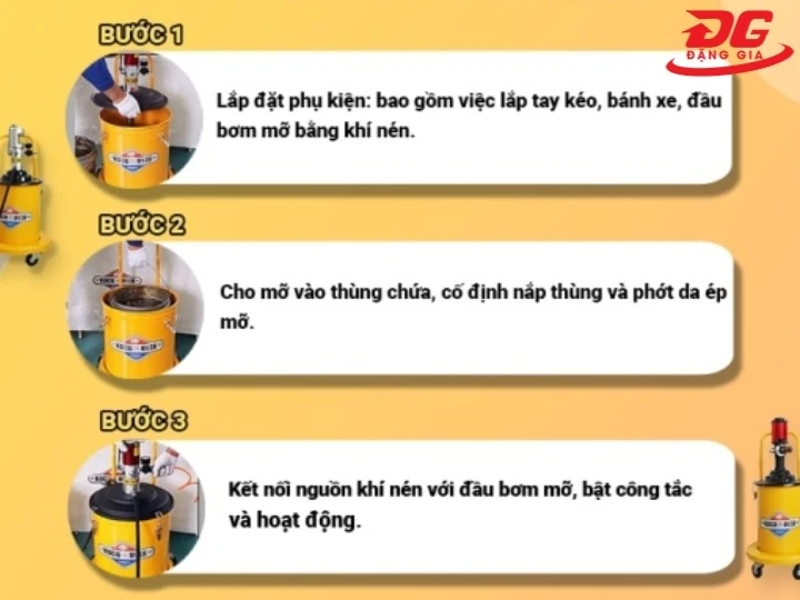 Các bước sử dụng máy bơm mỡ Kocu GZ-A9