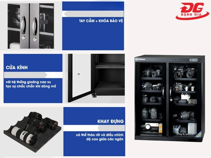 tủ chống ẩm chính hãng Kumisai DHC 250 thiết kế đẹp