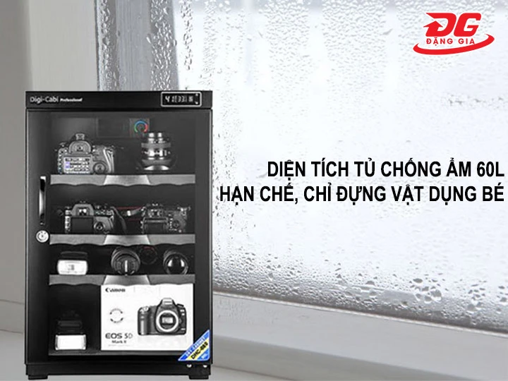 diện tích tủ chống ẩm 60L hạn chế