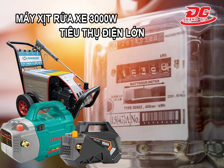 máy rửa xe 3000W tiêu tốn điện nhiều