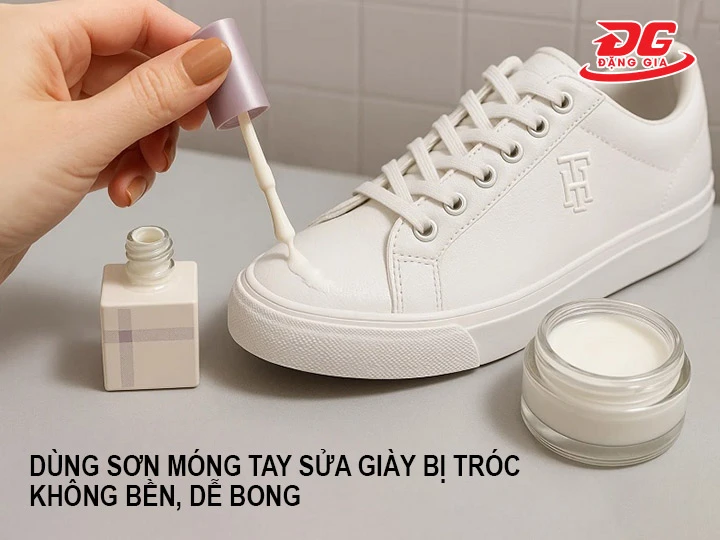 Dùng sơn móng tay sửa giày bị tróc không bền