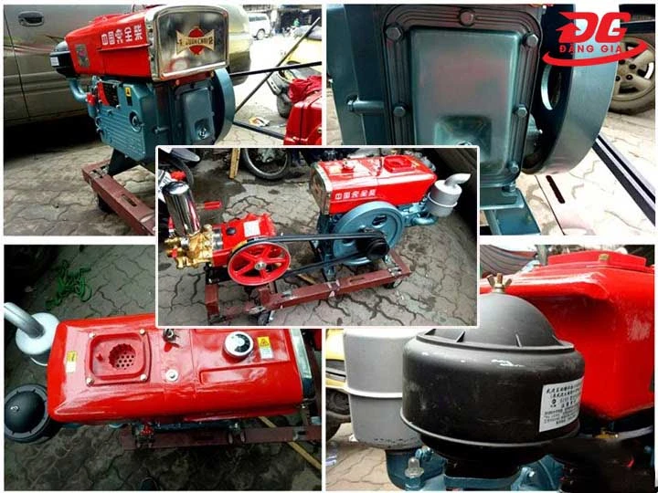 Máy xịt rửa xe đầu nổ Diesel HL120/7,5KW dây đai