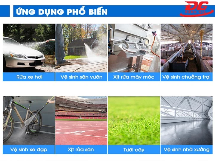 ứng dụng máy bơm rửa xe Lutian LT 590