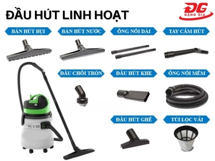 đầu hút máy hút bụi khô ướt IPC GC1/35 W&D linh hoạt