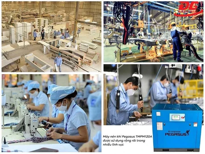 ứng dụng máy nén khí trục vít 2 cấp