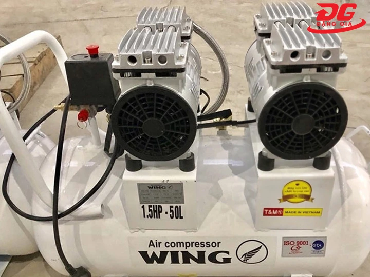 2 đầu nén của máy nén khí không dầu giảm âm Wing TW-OF550X2-50L