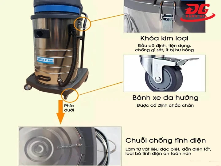 Máy hút bụi công nghiệp 80l cấu trúc bền