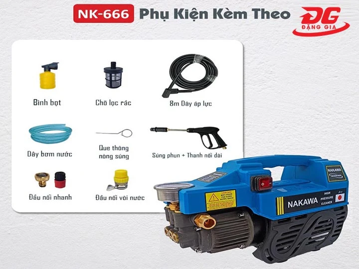 full phụ kiện Máy Rửa Xe Nakawa 2000W NK-666
