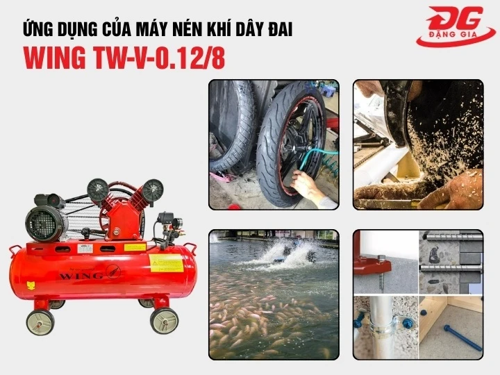 ứng dụng máy nén khí dây đai Wing TW-V-0.12/8-70L