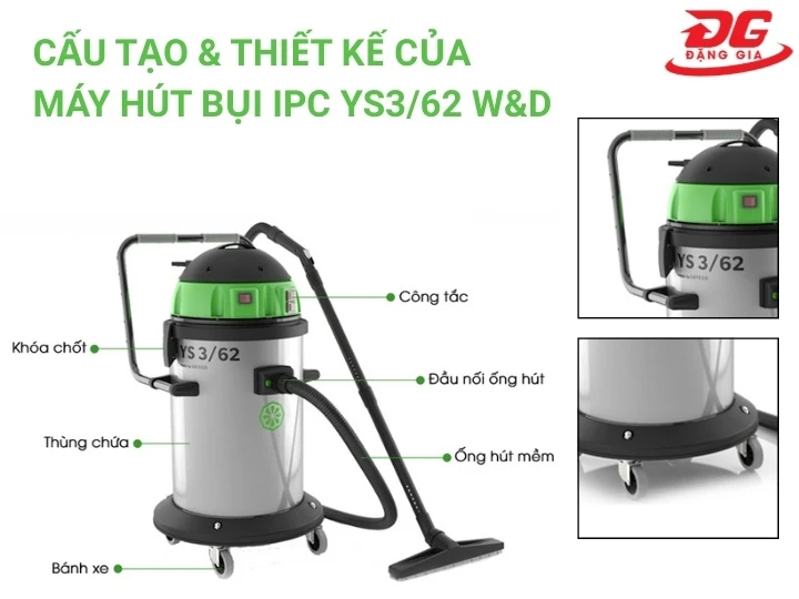 cấu tạo của máy hút bụi IPC YS3/62 W&D