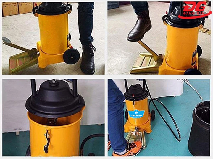 cách sử dụng máy bơm mỡ bằng chân