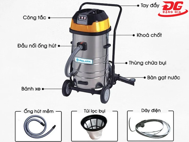 cấu tạo máy hút bụi công nghiệp 3 motor