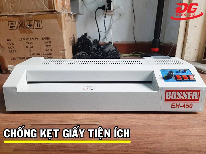 máy ép plastic Bosser EH-450 trả ngược giấy cực tiện