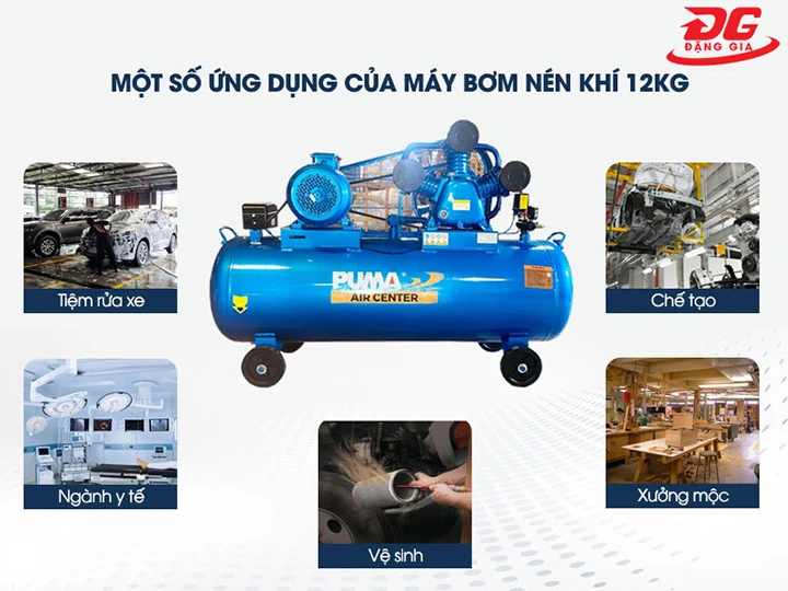 ứng dụng thực tế của máy nén khí 12kg