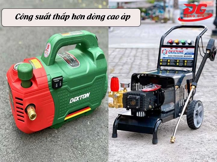máy rửa xe Dekton phun rửa kém hơn so với dòng cao áp