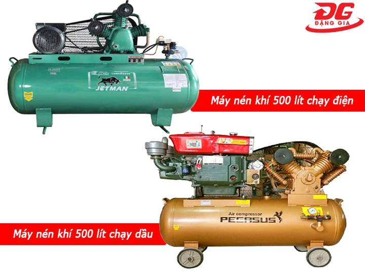 máy nén khí 500 lít chạy điện và dầu
