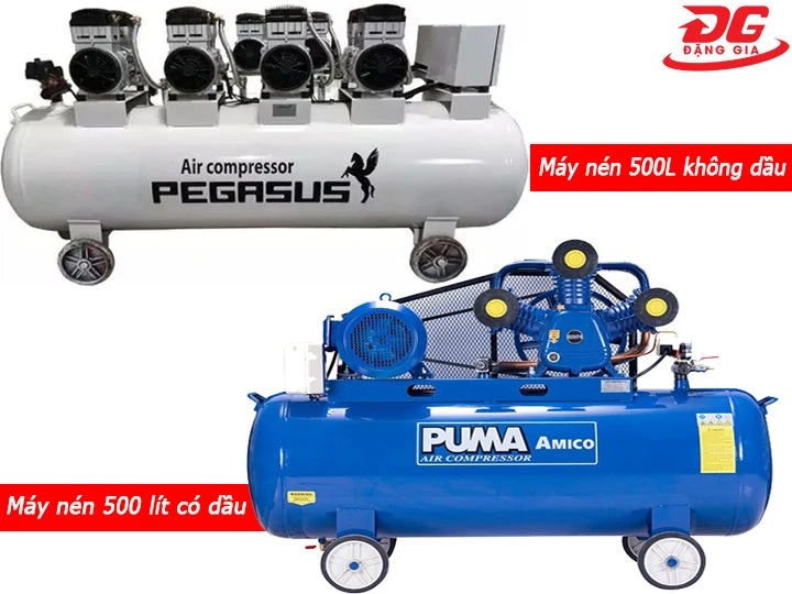 máy nén khí 500 lít có dầu và không dầu
