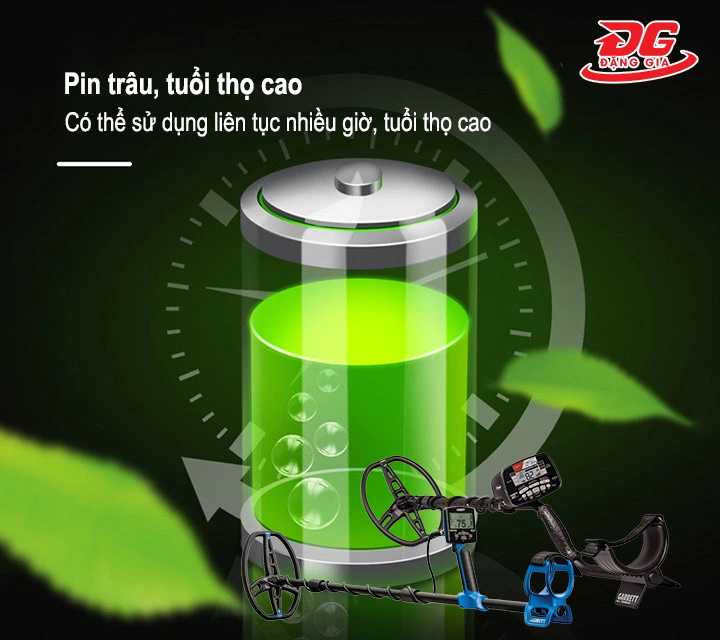 dung lượng pin của máy dò kim loại Garrett lớn