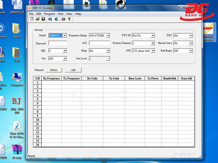 bước 1 cài tần số bộ đàm