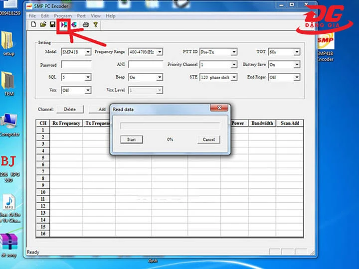 bước 3 cài tần số bộ đàm