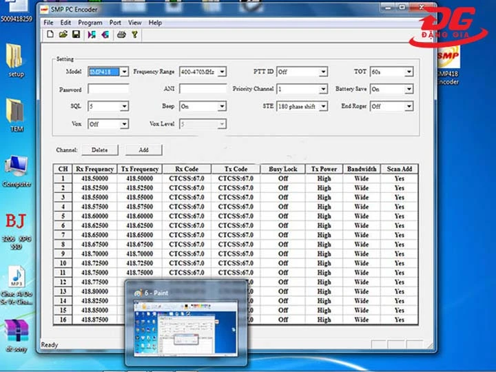 bước 4 cài tần số bộ đàm