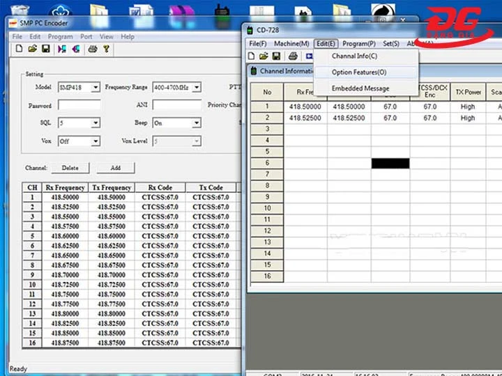 bước 7 cài tần số bộ đàm