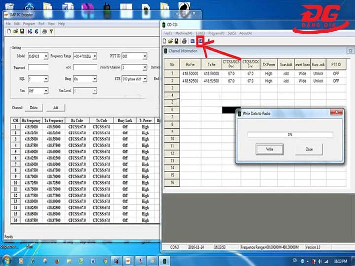 bước 9 cài tần số bộ đàm