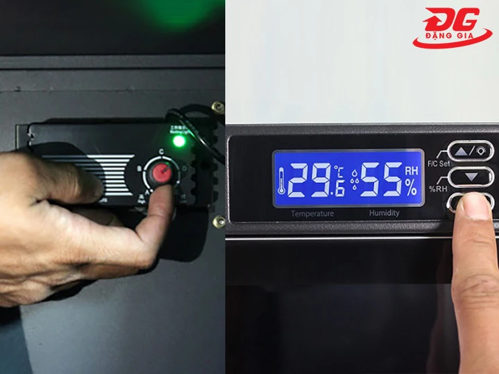 2 cách chỉnh độ ẩm tủ chống ẩm 40L