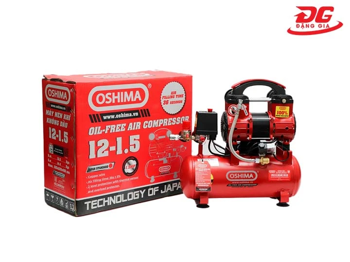 Máy nén khí khôngdầu 1.5HP Oshima 12L