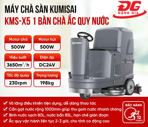 Máy chà sàn Kumisai KMS-X5 1 bàn chà ắc quy nước 2