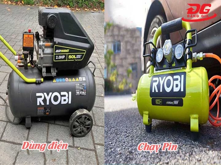 Máy nén khí Ryobi dùng điện và chạy pin