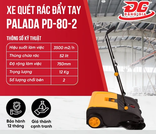 Xe quét rác đẩy tay Palada PD-80-2 2