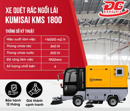 Xe quét rác ngồi lái Kumisai KMS 1800 2