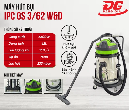 Máy hút bụi công nghiệp khô và ướt IPC GS 3/62 W&D 2