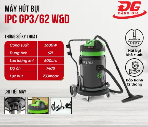 Máy hút bụi khô ướt IPC GP3/62 W&D 2