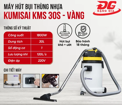 Máy hút bụi thùng nhựa Kumisai KMS 30S - màu vàng 2