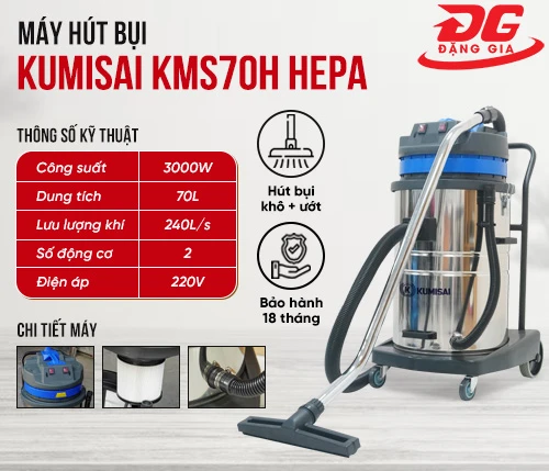 Máy hút bụi công suất lớn Kumisai KMS70H HEPA 2