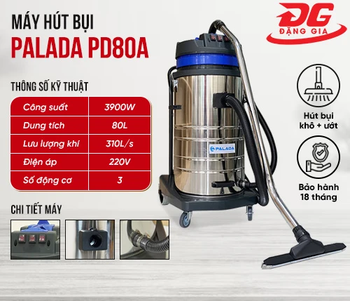 Máy hút bụi nước công nghiệp Palada PD80A 2