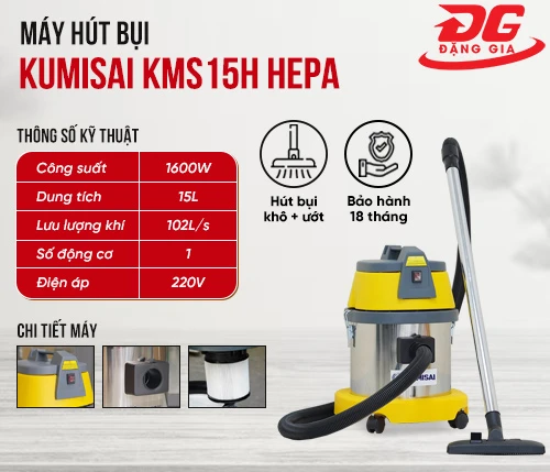 Máy hút bụi Kumisai KMS15H HEPA 2