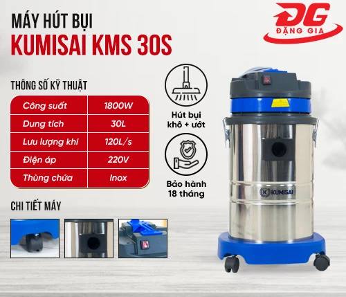 Máy hút bụi Kumisai KMS 30S thùng inox 2