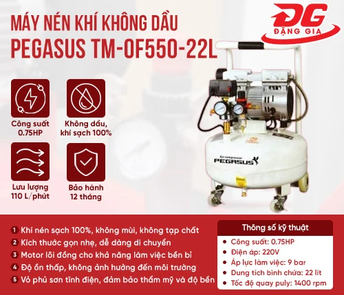 Máy nén khí giảm âm Pegasus TM-OF550-22L 2