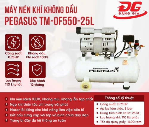 Máy nén khí giảm âm Pegasus TM-OF550-25L 2