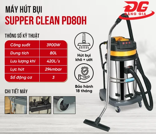 Máy hút bụi nước công nghiệp Supper Clean PD80H 2