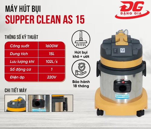 Máy hút bụi công nghiệp mini Supper Clean AS 15 2