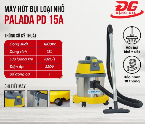Máy hút bụi công nghiệp loại nhỏ Palada PD 15A 2