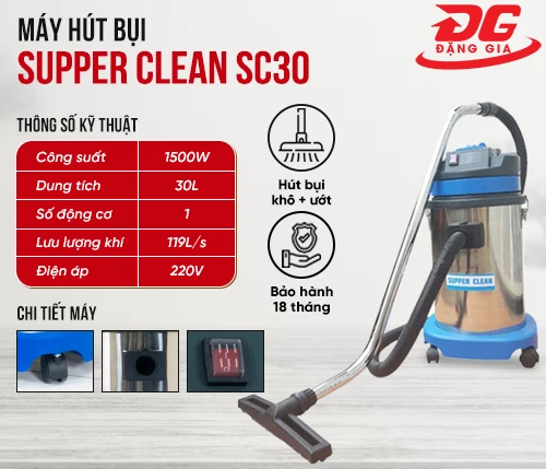 Máy hút bụi hút nước công suất lớn Supper Clean SC30 2