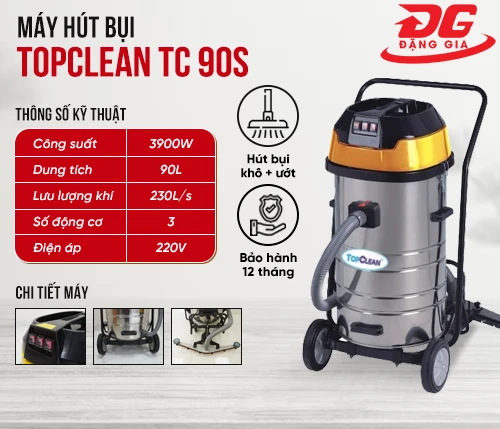 Máy hút bụi công suất lớn TopClean TC 90S (3 motor) 2