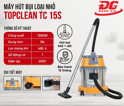 Máy hút bụi công nghiệp loại nhỏ TopClean TC 15S 2