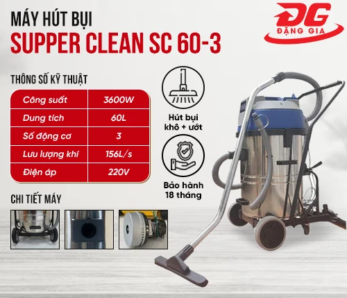 Máy hút bụi công nghiệp Supper Clean SC 60-3 2
