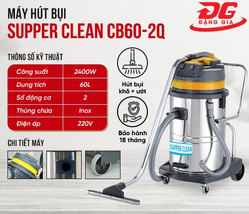 Máy hút bụi công nghiệp cho nhà xưởng Supper Clean CB60-2Q 2